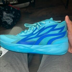 Blue Sneakers with Chunky Sole and Electric Accents